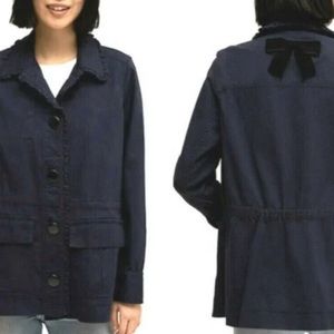 Kate Spade Navy Broome Street Ruffle Military Jacket size L